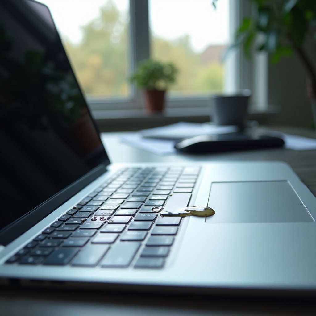 acqua versata sulla tastiera del laptop